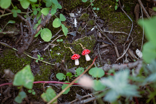 Mini Trippy Mushroom Earrings (Toadstool) Gold & Silver