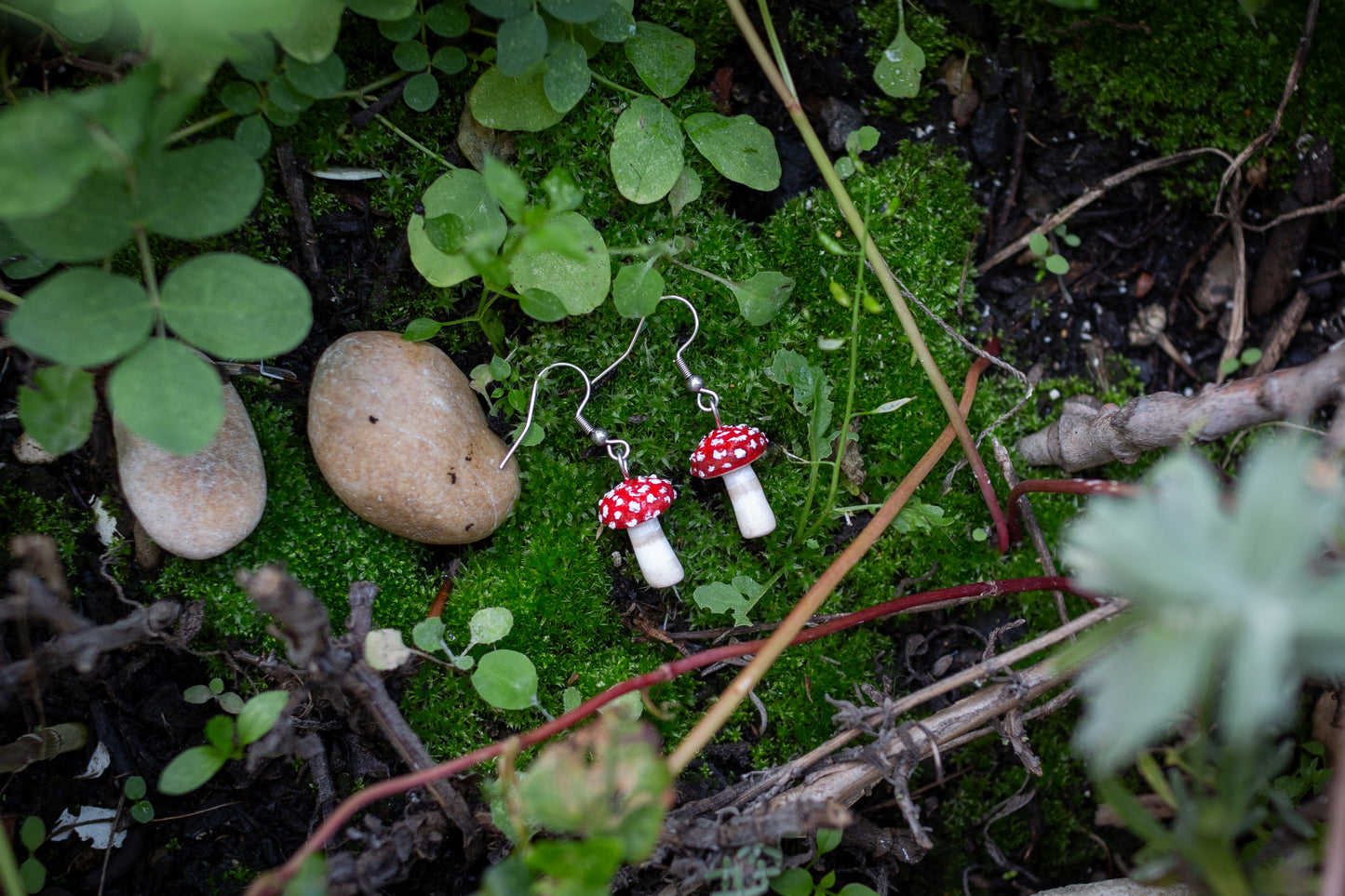 Mini Trippy Mushroom Earrings (Toadstool) Gold & Silver