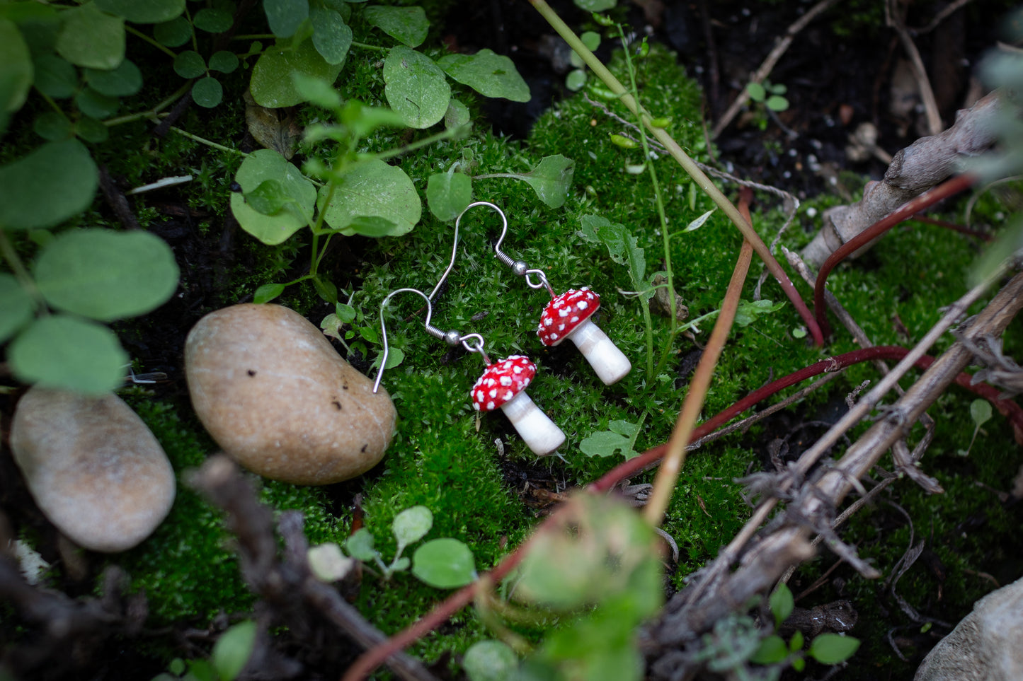 Mini Trippy Mushroom Earrings (Toadstool) Gold & Silver