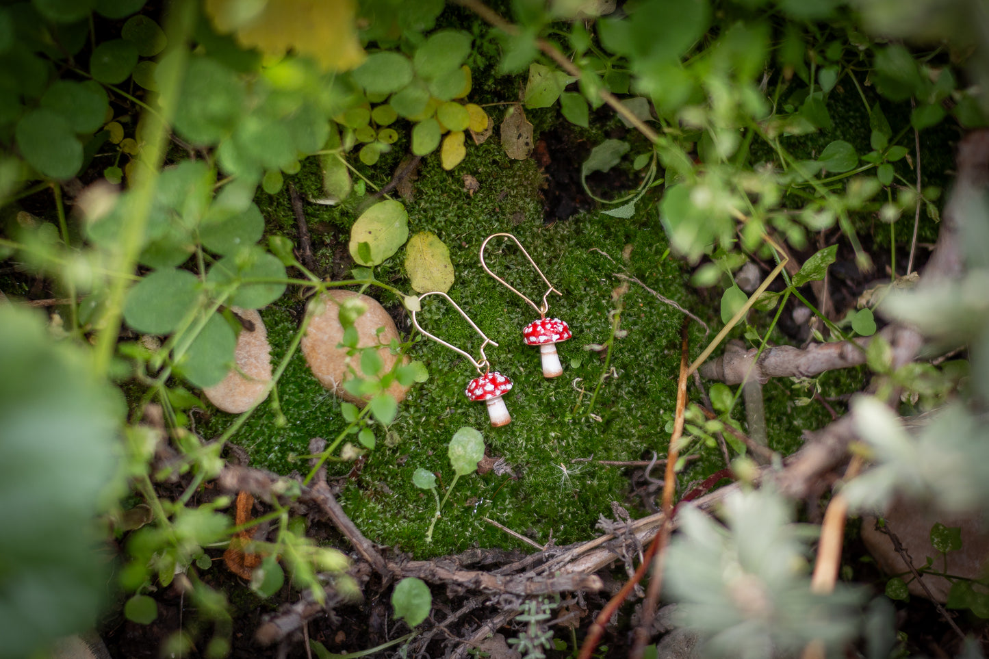 Mini Trippy Mushroom Earrings (Toadstool) Gold & Silver